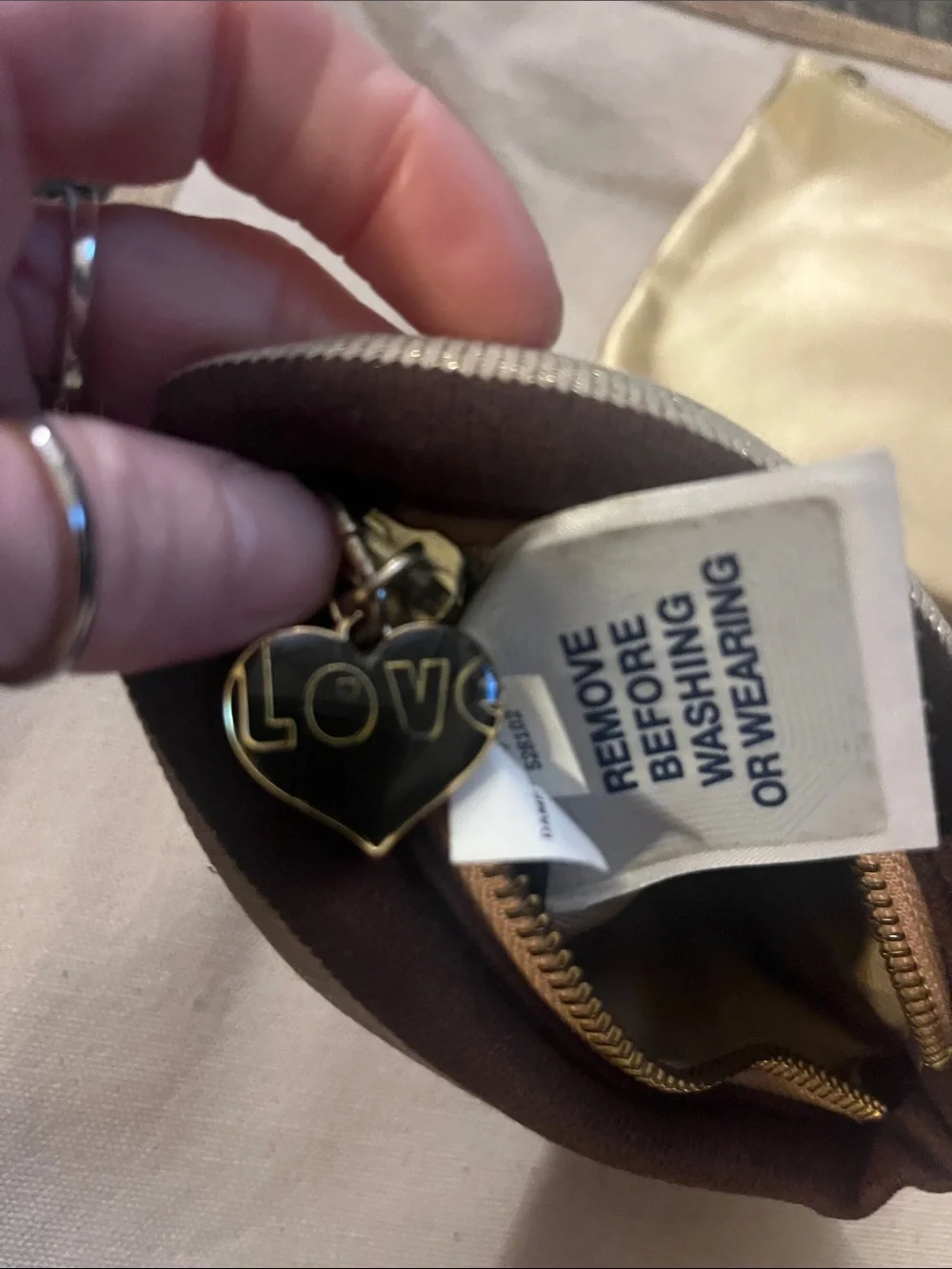 GAP Brown Gold Striped Bag, Black Keychain bag, Gold Cosmetic Bag Trio 102